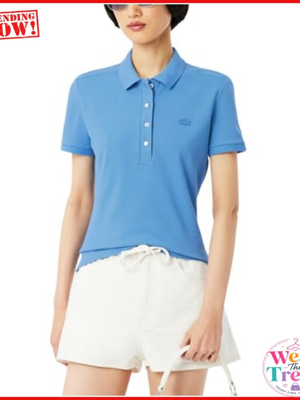 Lacoste Women's Slim Fit Stretch Pique Polo Shirt Cotton Elastane Short Sleeve